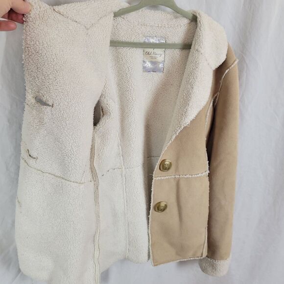Old Navy Tan Fleece Lined 2-Pocket Button Front Jacket Size L - Picture 6 of 8